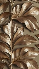 3d gold color leaf wallpaper design