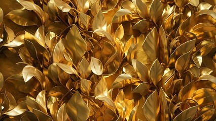 3d gold color leaf wallpaper design