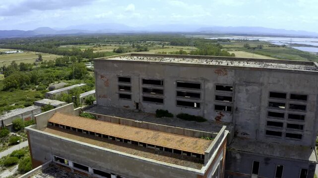 Aerial, Abandoned Centrale Di Sanda Caterina, Sardinia, Italy
