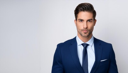 真剣な表情のスーツを着た外国人男性
