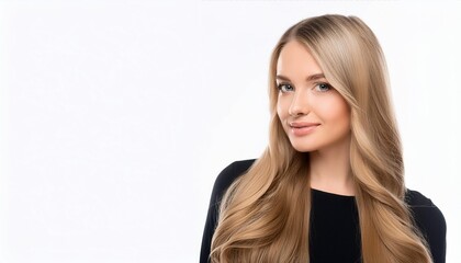 黒い服を着た金髪ロングヘアの外国人女性
