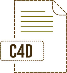 Fototapeta premium C4D File format icon dashed outline