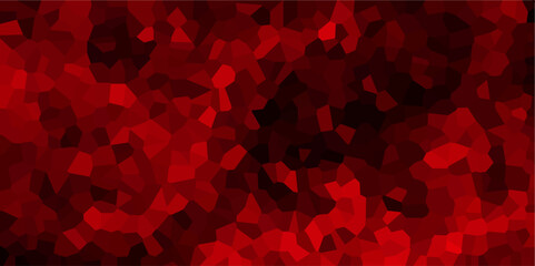 Dark red and black Broken Stained Glass Background with black lines. Voronoi diagram background. Seamless pattern with 3d shapes vector Vintage Illustration background. Geometric Retro tiles pattern	