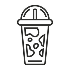 Milkshake with Cow Pattern outline icon, editable vector illustration and transparent graphic element. Isolated on white background