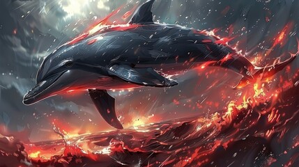 Dolphin Leaping Through Fire and Rain