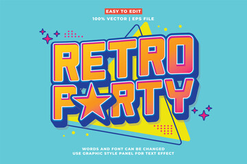 Retro editable text effect style - Retro vintage music party festival 3d cartoon style premium vector
