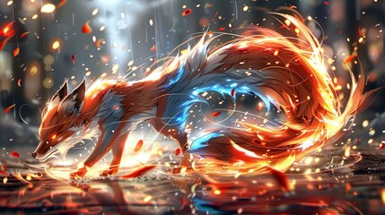 Fire Fox with Magical Tail