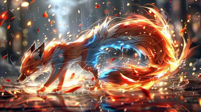 Fire Fox with Magical Tail