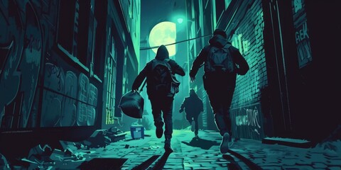 Dramatic Nighttime Alley Escape