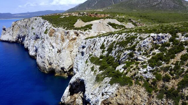 Aerial, Coastline Punta Su Zippiri, Sardinia, Italy