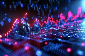 Digital Data Flow. Description: A vibrant display of digital data flow with glowing nodes and pathways.
