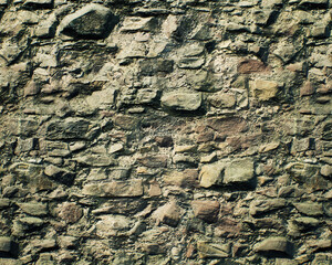 Texture of an old rough stone castle wall.