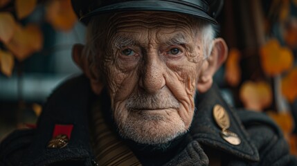 Obraz premium portrait of man elderly man with a medal for Veterans Day