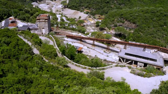 Aerial, Abandoned Miniera di Sanna, Sardinia, Italy