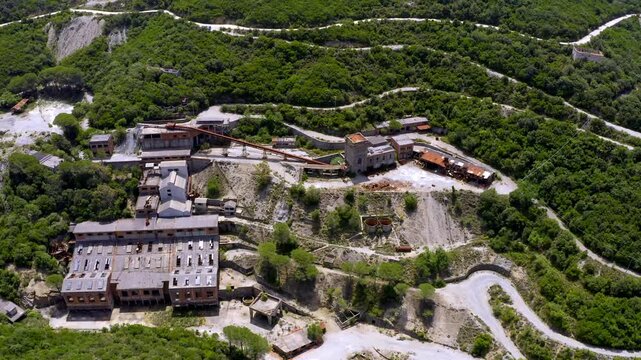 Aerial, Abandoned Miniera di Sanna, Sardinia, Italy