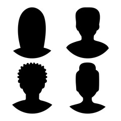 Vector flat illustration. Avatar, user profile, person icon, profile picture. Four persons. Suitable for social media profiles, icons, screensavers and as a template.