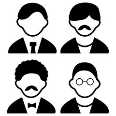 Vector flat illustration. Avatar, user profile, person icon, profile picture. Four persons. Suitable for social media profiles, icons, screensavers and as a template.