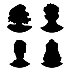 Vector flat illustration. Avatar, user profile, person icon, profile picture. Four persons. Suitable for social media profiles, icons, screensavers and as a template.