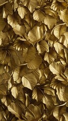 3d gold color leaf wallpaper design