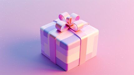 Obraz premium A white box with a red, yellow, and blue ribbon on top. The box is decorated with a bow and is placed on a white background