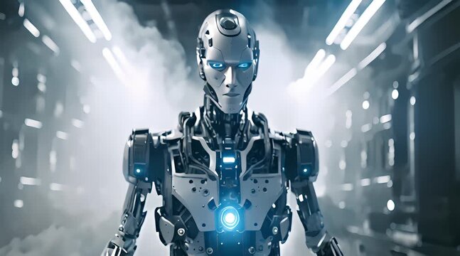 ai robot face closeup, 4k graphic video, generated ai