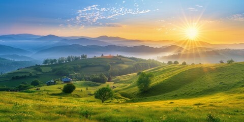 Sunrise Over Misty Mountains