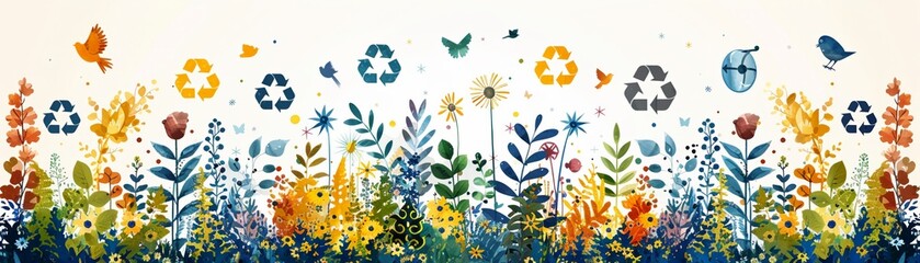 Obraz premium Globe with ecofriendly transport minimal icon flat blue background art space for text