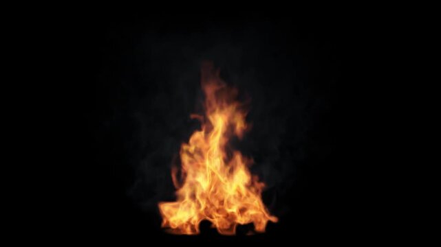 High-Quality Loop Animation of Fire Flame: Abstract Background of Burning Flames with Alpha Layer for Seamless Integration.