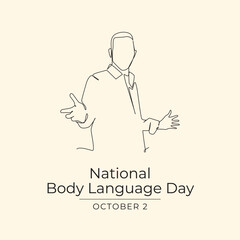 National Body Language Day vector design template good for celebration usage. National Body Language Day design. Continuous line drawing. eps 10.