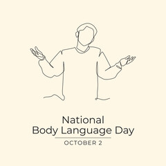 National Body Language Day vector design template good for celebration usage. National Body Language Day design. Continuous line drawing. eps 10.