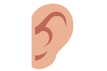 Simple Human ear body part vector illustration isolated on white background