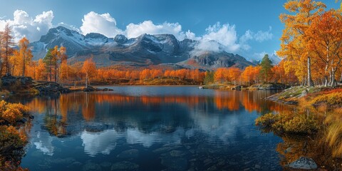 Fototapeta premium Autumnal Mountain Lake