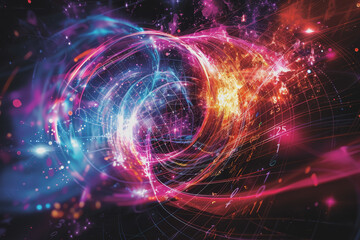 Fototapeta premium Witness the harmony of colors as mathematical equations come from an abstract background.