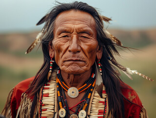 Typical Indian from the Wild West with traditional clothing, ai generated