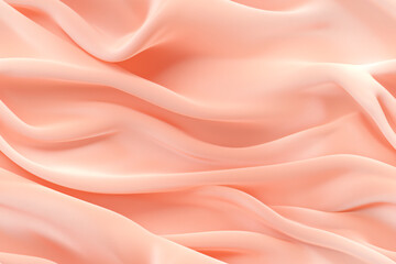 Fototapeta premium Seamless texture of draped fabric of peach color. Beautiful emerald peach fuzz soft silk fabric pattern. Design for texture, background, wallpaper.
