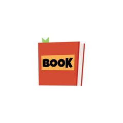 Vector illustration of a closed book with a bookmark for education.