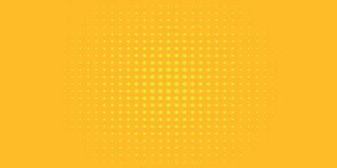 Yellow radial halftone background. Retro comic grain pixel texture.