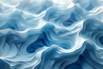 Elegant representation of a 3D wavy pattern that appears to ripple, enhanced by subtle gradients that evoke a sense of movement,