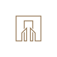 Square Building Outline Geometric Logo design vector template