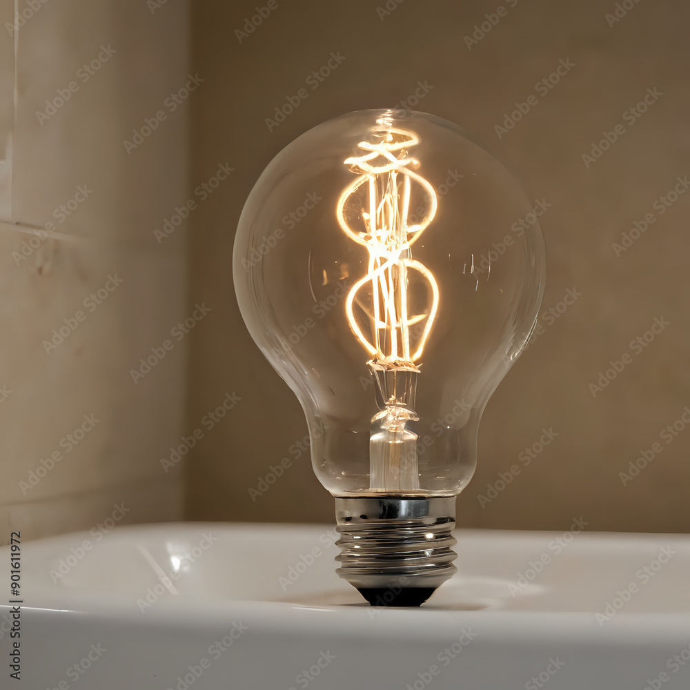 Wall mural a light bulb that is sitting on a sink