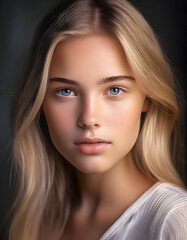 Obraz premium Close up portrait of pretty girl, epic, digital art concept, Generative AI.