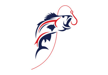 Fishing logo template, Fishing Logo Icon, unique fishing-related logo. simple. memorable. vector.