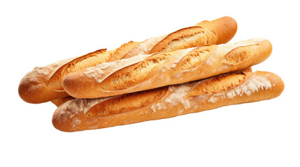 Fresh raw organic baguettes bakery on white isolated on clear png background and transparent background. Bakery and pastry concept for cafe and restaurent, AI generative.