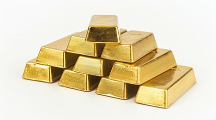 Gold bars stacks. Background whiteม Generative Ai