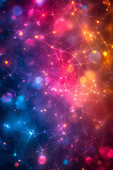 Fototapeta premium Sleek design featuring a series of interconnected light trails, creating a network of vibrant colors on a black canvas,