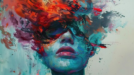 Abstract Portrait: Colorful Expressionist Painting of a Woman