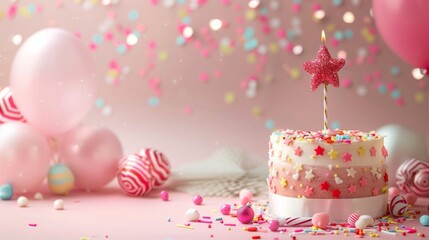 sweet festive background with a large wide empty space for birthday greetings 