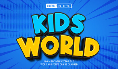 Editable 3d text style effect - Kids World text effect Template