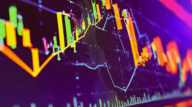 Animated stock chart going down. Share price animation. Investment concept.