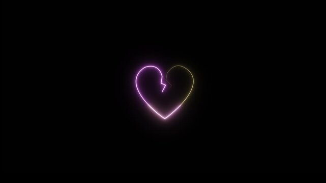 broken heart neon sign animation.